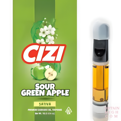 Sour Green Apple (Sativa) 1 Gram Cannabis Cartridge by CIZI obtain high